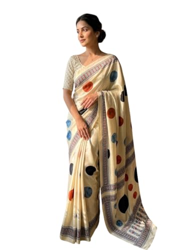 Image of SATIKA VASTRAM Modal Silk Ajrakh Saree Bandhani Design Crepe Printed Designer Pallu Attach Blouse Piece