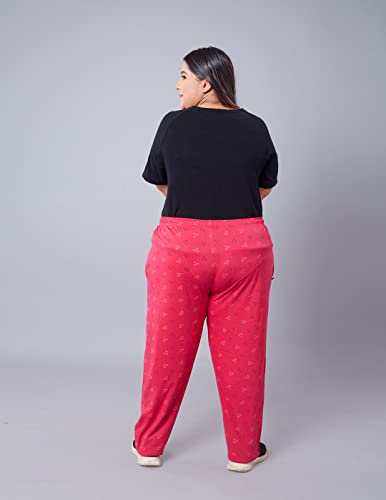 Image of CUPID Women's Plus Size Cotton Printed Pajamas, Nightwear, Lounge Wear, Walk Wear Lowers, Regular Fit Track Pants for Ladies M to 7XL