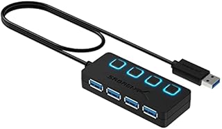 Sabrent 4-Port USB 3.0 Data Hub with Individual LED Power Switches | 2 Ft Cable | Slim & Portable | for Mac & PC (HB-UM43)