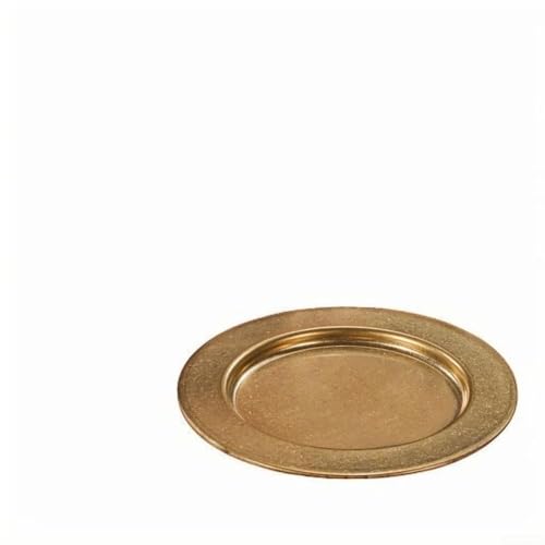 Piatto vintage in acciaio inox per pasta, insalata e barbecue, piatto rotondo con bordo largo, in metallo resistente alla ruggine 304, piatto da portata color oro (26 cm oro)