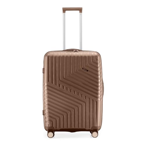 Image of Core Medium Check-in Suitcase 65 cm 24 inch Polypropylene Hard Trolley Bag, 8 Spinner Wheels, Recessed Number Lock, Lightweight Luggage for Men & Women Soft Clay /Ember Brown
