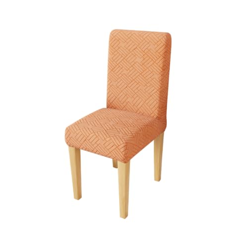 Image of Lukzer Elastic Dining Chair Cover - 1PC Pastel Orange Abstract | Textured High Stretch Jacquard Seat Cover | Removable Washable Short Dining Chair Cover Protector Seat Slipcover | (CC-169-01)