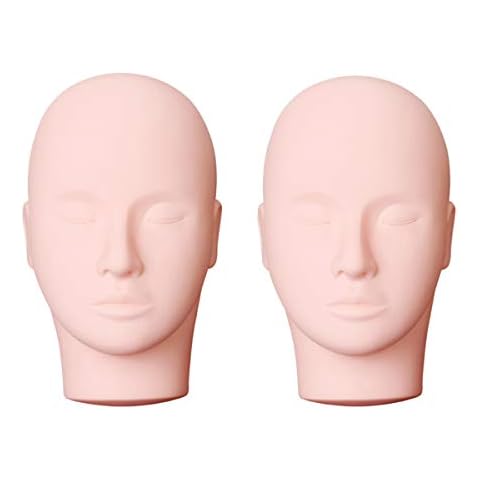 Yephets Pro Training Mannequin Flat Head Practice Make Up Eye Lashes Eyelash Extensions,Practice Training Head Manikin Cosmetology Mannequin Doll Face Head-2 Pack Cover