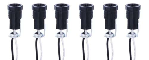 B&P Lamp Pigtail E12 Candelabra Socket with 1/8F Hickey and 30 Inch Wire Leads 6 Pack