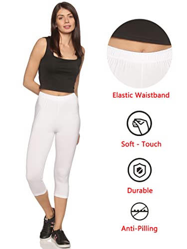Image of OUTFLITS Women's Knee-Length Cotton Spandex Essential Capri Stretchy Leggings |Small - 2XL Adult |Yoga Leggings, Workout, Gym, Running 3 /4th Leggings for Women(OFLLC)