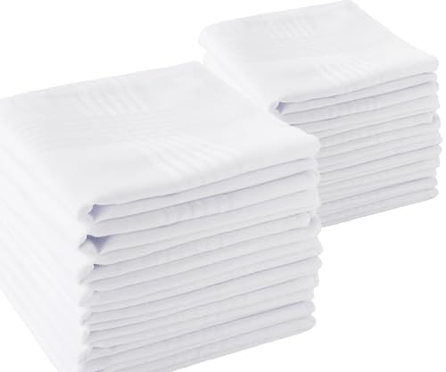Image of Scotamalone Men's Handkerchiefs 100% Soft Cotton White Hankie Hankerchieves