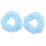Small Fuzzy Fur Scrunchies Furry Pony Holder - Set of 2-Light Blue