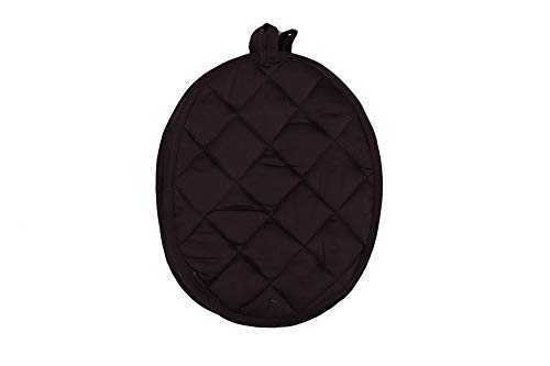 HC Cover 100% Cotton, Machine Washable, Heat Resistant Pack of 5 Oval Pot Holder Size 7.9 Inch x 9.5 inch (Black)