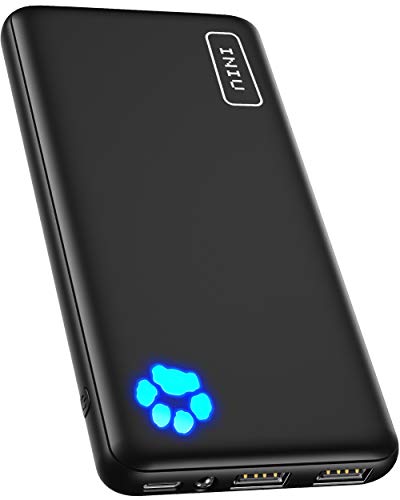 INIU パワーバンク、最もスリムな USB C トリプル 3A 高速 10000mAh 外部バッテリー、iPhone 14 13 12 11 X Pro MAX Samsung S22 S21 S20 iPad タブレット Airpods など用の懐中電灯付きポータブルバッテリー