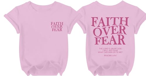Kids Christian Shirts Jesus Loves You Cross T Shirt Faith Over Fear Scripture Graphic Tee Tops 6-14...