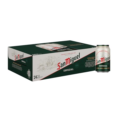 San Miguel Especial Lager, Pack 24 Latas x 33cl, Cerveza Premium Española, Calidad Tradicional y Sabor Refrescante, 5.4% Volumen de Alcohol