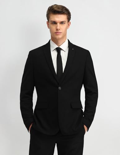 Image of Arrow Knitted Textured Pattern Mens Blazer with Three Pockets and Double-Vented Back Hem Single Breasted Blazer