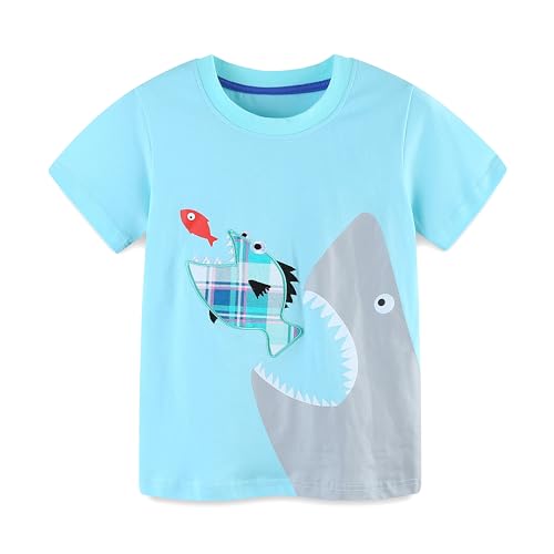 Image of HILEELANG Toddler Boy Summer Short Clothes Sets Cotton Crewneck Tees Shorts Pocket Adjustable Knite Shorts Playwear Sets
