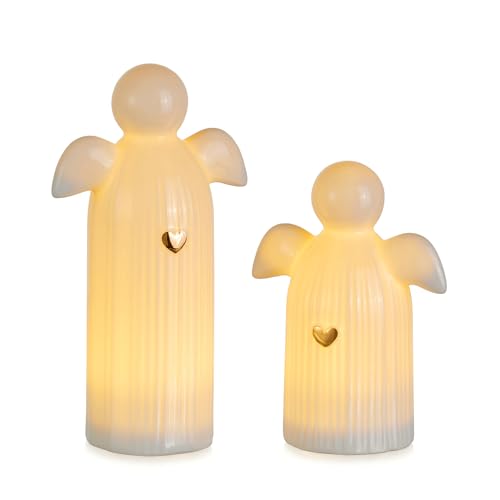 Staymoment Engel Figur Deko Geschenk: 2er Set LED Schutzengel Figuren...