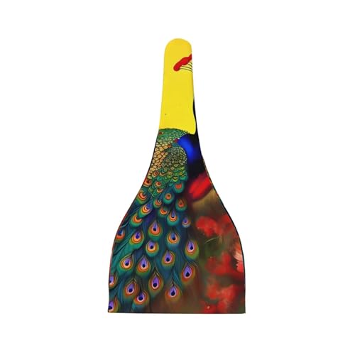 Newborn Baby Hat, Peacock Flowers Print Soft Top Knot Beanie Cap, Cute Baby Headwear for 0-6 Months Black2