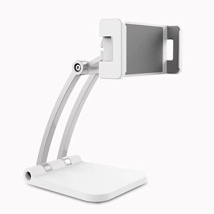 Phone Stand for Desk, Cell Phone Stand for Desk Angle&Height Adjustable Cell Phone Holder Stable Foldable Aluminum Tablet Stand Phone Holder for Desk Compatible (White)
