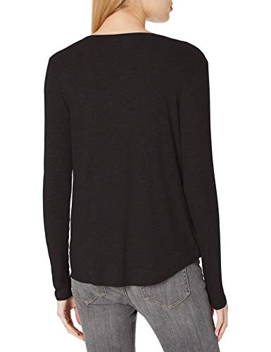 Amazon Brand - Daily Ritual Women's Rayon Spandex Fine Rib Draped Long-Sleeve Top, Black, X-Large