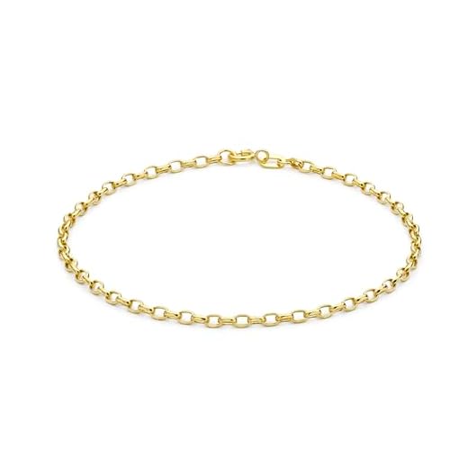 Carissima Guld dam 9 ct gult guld ihålig 2 mm diamantslipad oval Belcher-kedja armband med längd 19 cm/7,5 tum