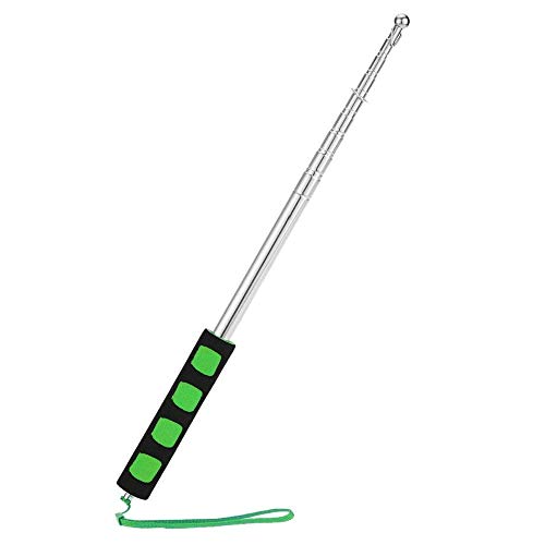 HOLECO Telescopic Flag Extendable Stainless Steel Handheld Pole Portable Teaching Pointer Telescopic Guide Flag Pole for Flags(1.6m Green)