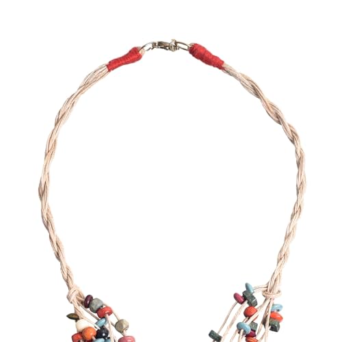 Image of AAKRITI ART CREATIONS Boho & Tribal Handcrafted Necklace Collection | Jute, Wooden & Brass Pendant Designs | Ethnic Collar, Loop & Statement Jewelry for Women | Artisan Festival & Everyday Wear