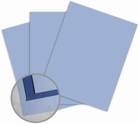 DoubleMates Belgium Blue Card Stock - 8 1/2 x 11 in 90 lb Cover Duplex Linen Embossed 50 per Package