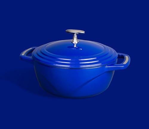 Image of Lodge USA Enamel 4.5 Qt Enameled Cast Iron Dutch Oven - Cast Iron Cookware - Dutch Oven Pot with Lid - Smoothing Sailing Color - 4.5 Qt Capacity