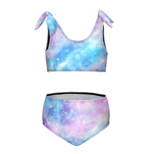 Girls Tankini Two Piece Swimsuit Set Bow Knot Detail Tropical Fruit Flamingo Bathing Suit Swimwear for Summer Beach