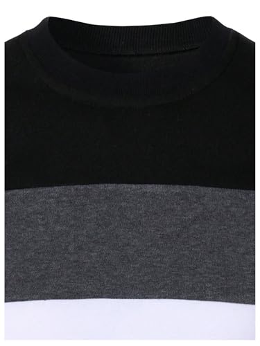 SOLY HUX Men's Color Block Long Sleeve Sweatshirt Crew Neck Casual Fall Pullover Tops Black and White Large