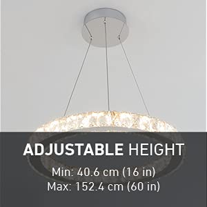 Image of Modern Crystal Chandelier 10.5 & 14.5 Inch Hotel Dining Living Room LED Light Fixtures Hanging Ring Foyer Bedroom Pendant Lights (10.5'' & 14.5 Inch Dia, White)