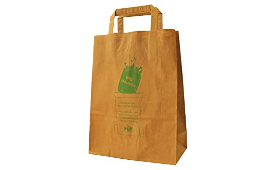 Lot de 10 sacs à déchets biologiques - Avec anse - Papier marron - 22 + 11 x 28 cm