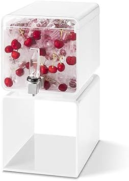 Lucid Cuboid 2 Gal. White Acrylic Beverage Dispenser, 1 EA