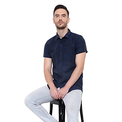 Image of LATEST CHIKAN Men's Cotton Blend Textured Half Sleeves Shirt