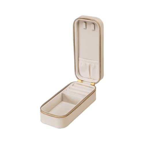 PURELEI® Étui de voyage - Boîte à bijoux en cuir synthétique - Organiseur pour chaînes, boucles d'oreilles, bracelets et bagues - 16,5 x 6,5 x 5 cm Cover