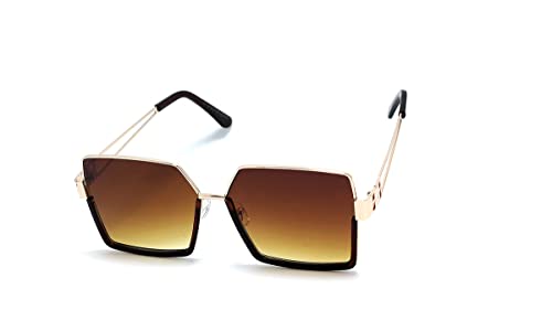 Óculos De Sol Feminino Quadrado Celebridades Proteção Uv 400 A-2083 (Marrom-Café)