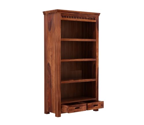 Image of NEW LOOK FURNITURE Sheesham Wood Bookcase | Solid Wood Book Shelf for Home Library | Wooden Book Cabinet for Home & Office Living Room (Large, BBslf-Honey7)