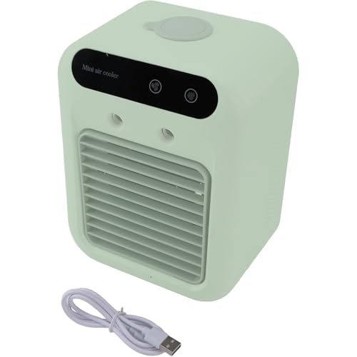 Werwing Ventilador de escritorio con humidificador, aire acondicionado portátil USB con refrigeración por hielo, diseño moderno para oficina, hogar y regalos (verde)