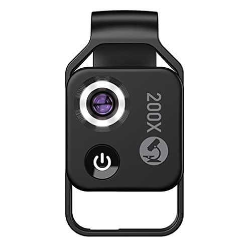 Microscope 200X Magnification Microscope Lens LED Light Micro Pocket Macro Lenses(Black with CPL)