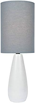 Quatro 17"H White Modern Accent Table Lamp with Gray Shade