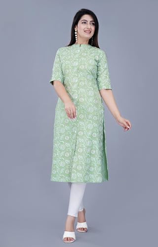 Image of Women Printed Collar Neck Half Sleeve Regular Fit Formal Kurti for Women's