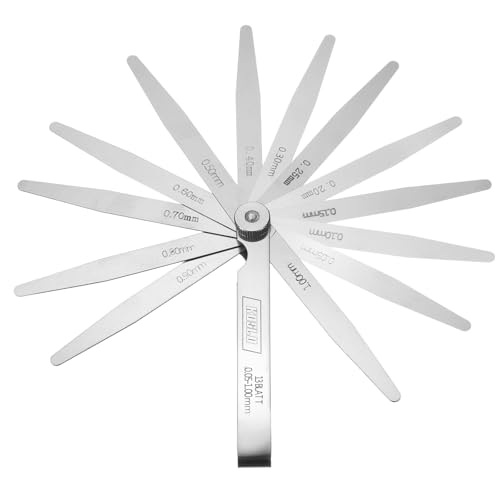 Image of sourcing map Metric Thickness Feeler Gauge 0.05-1mm 13 Blades 100mm Tapered Feeler Gauge Set 3CR13 Stainless Steel Gap Measuring Tool for Repair Valve Guitar Spark Plug