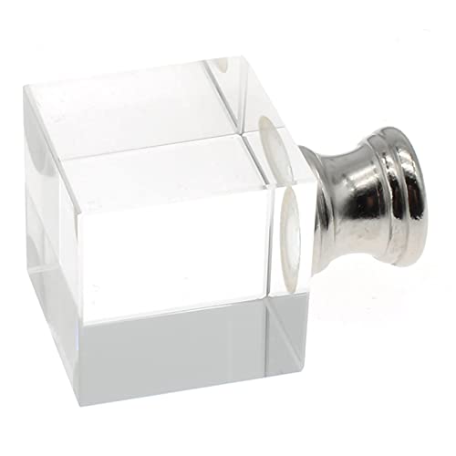 1/4-27 Cube Crystal Lamp Finial Clear Square Lamp Finial Cap Knob Tapped Of Tops With Polished Alloy Base For Lamp Shade Holder Harp Decoration #TOP2