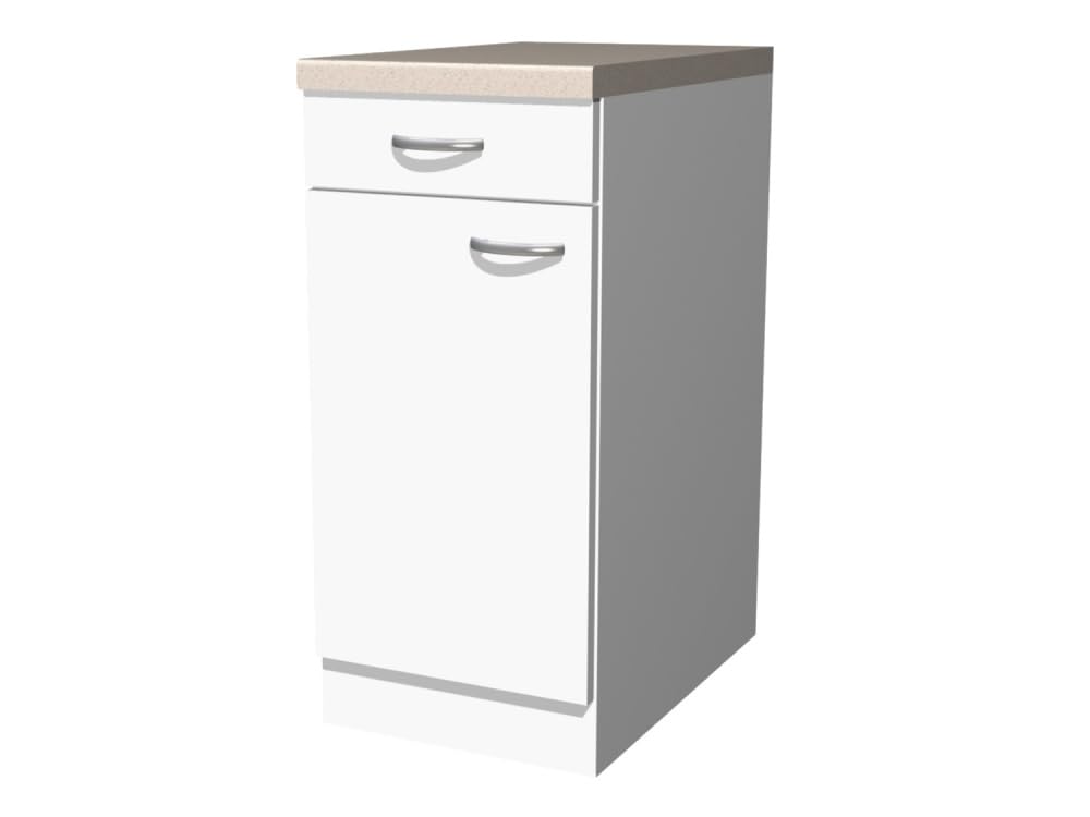 Flex-Well Küchenunterschrank 40 cm mit Arbeitsplatte – Küchenschrank mit Schublade & Tür – 60 cm Tiefe – Weiß – Serie Witus Küche, Haushalt & Wohnen