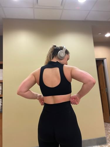 Aoxjox Women's Kim Cutout High Neck Tank Workout Sports Bras Fitness Training Gym Bra Yoga Crop4