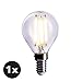 Produktbild CROWN LED Filament Glühbirne E14 Fassung, 4W, Dimmbar, Ersetzt 40W Birne, Warmweiß, 230V, FL01, Klare Lampe zur hellen Beleuchtung