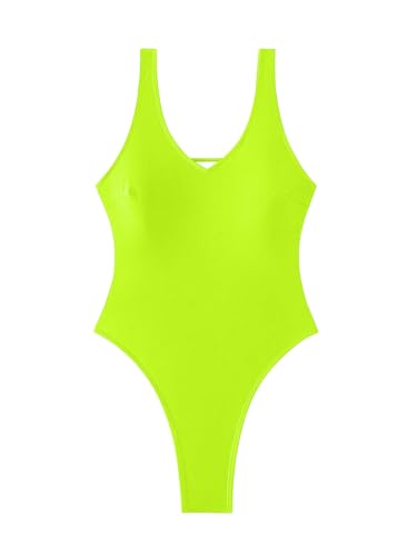 Image of Foxiny Sexy Backless Cheeky High Cut Leg Thong V Neck One Piece Swimsuit