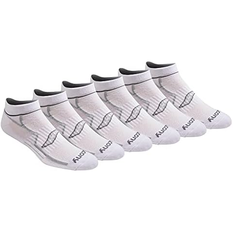 Saucony Men's Bolt No-Show Socks, White (6 Pairs) Cover