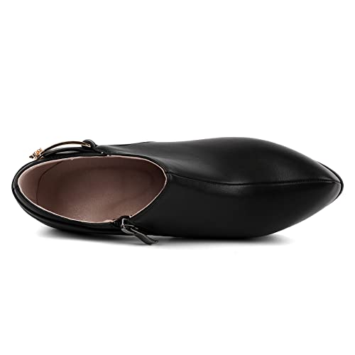 SHEMEE Women's Platform Stiletto High Heel Ankle Booties Thin Heels Pumps Side Zip Short Boots Shoes4