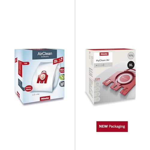 Image of Miele Genuine FJM HyClean Air Vacuum Cleaner Bags for Miele Complete C1, Compact C1, Compact C2, S6 & S4 Vacuum Cleaners, XL Pack of 8 Vacuum Bags and 4 Filters