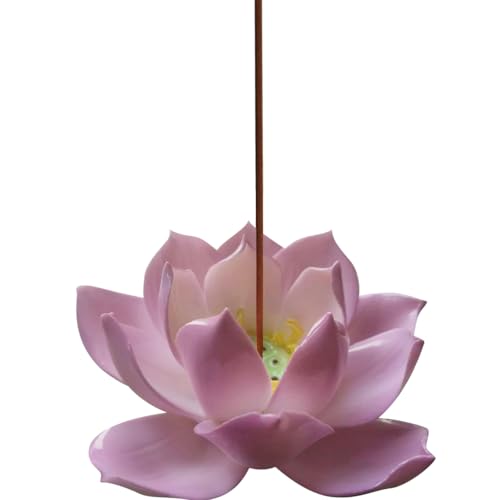 Umora ロータス セラミック 蓮の花 生き生きとした 香炉 線香立て 仏具 仏壇用 手作り 装飾 お線香一本挿し 直径7.5cm(ピンク)