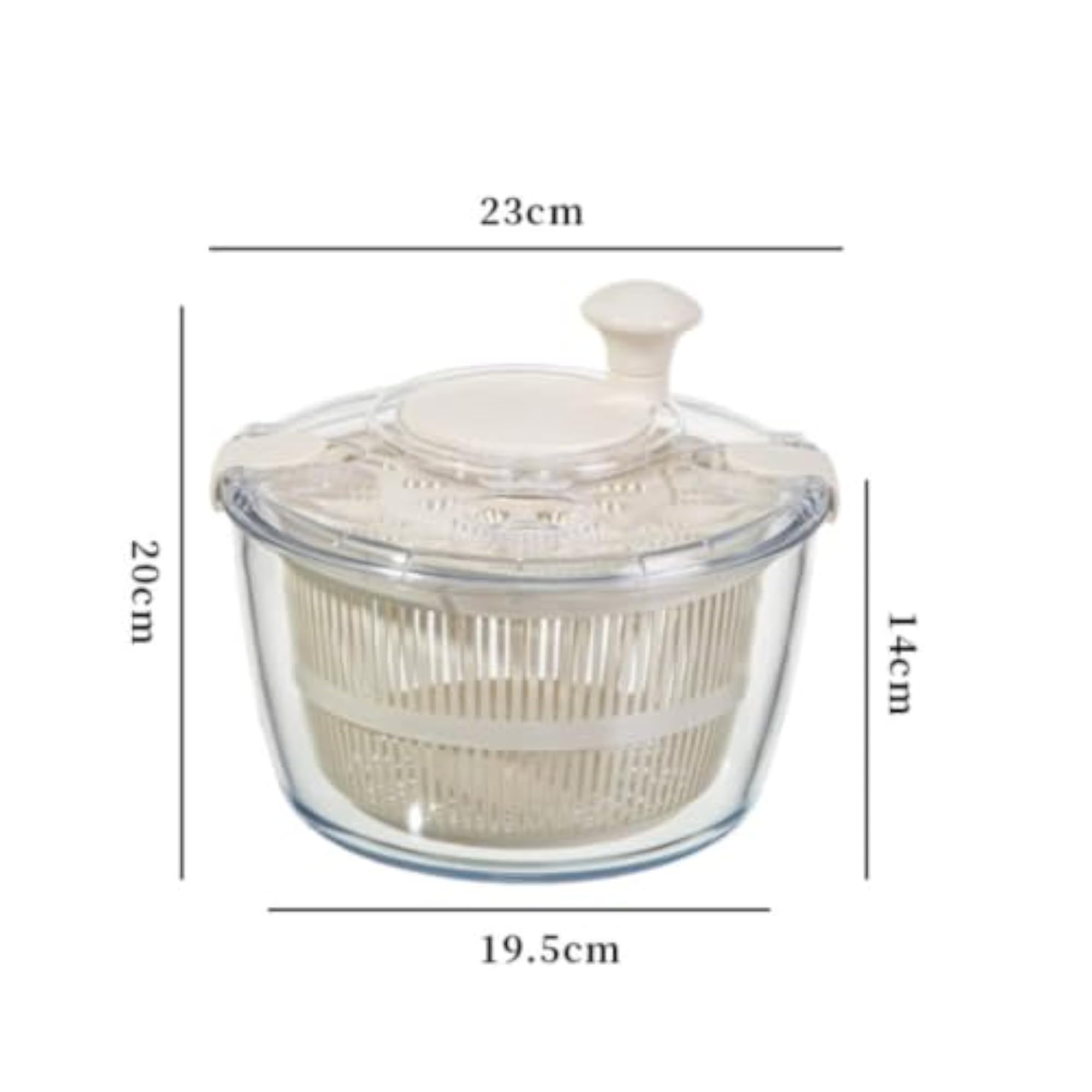 Kitchen Tool Transparent Manual Salad Dryer with Glass Bowl